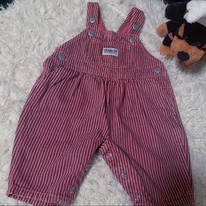 oshkosh baby pink striped overalls 0/3
